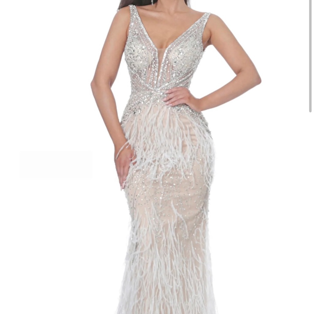 Jovani - 03023 - Feather Informal Wedding Dress